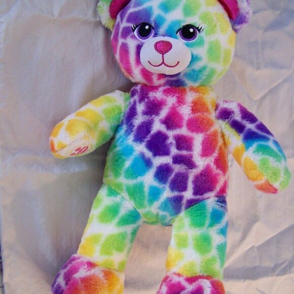 Build a Bear Workshop Rainbow Spots Leopard 16" Glitter Nose Silky Paws Ears BAB - Picture 2 of 11